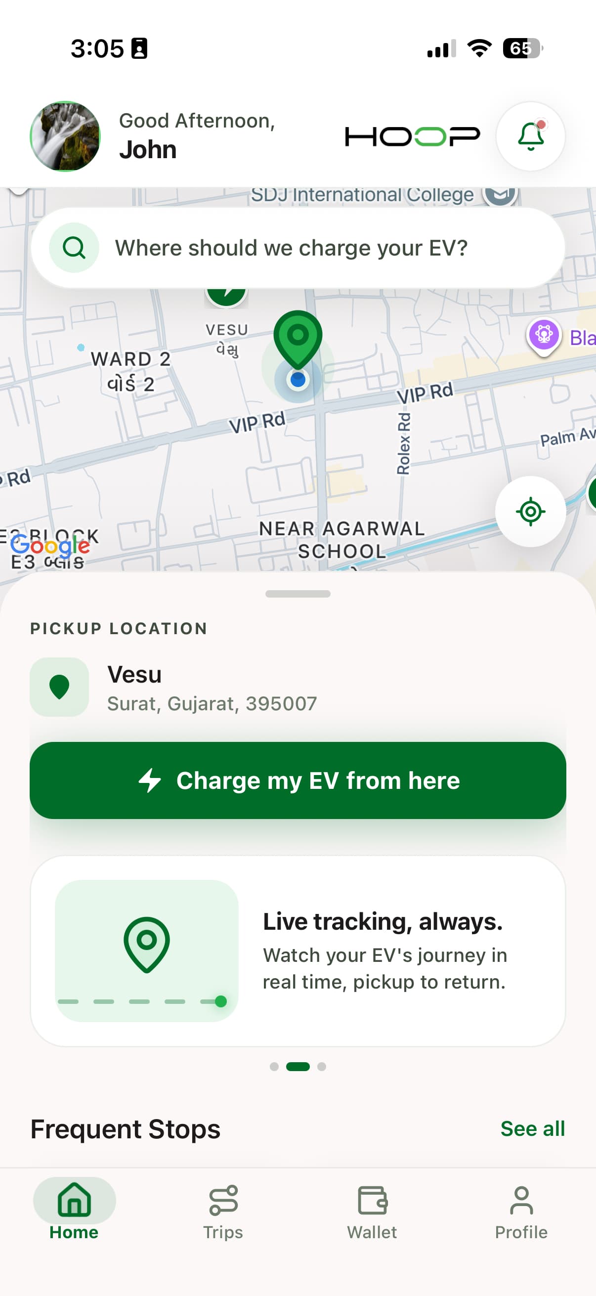 HOOP app — Home screen